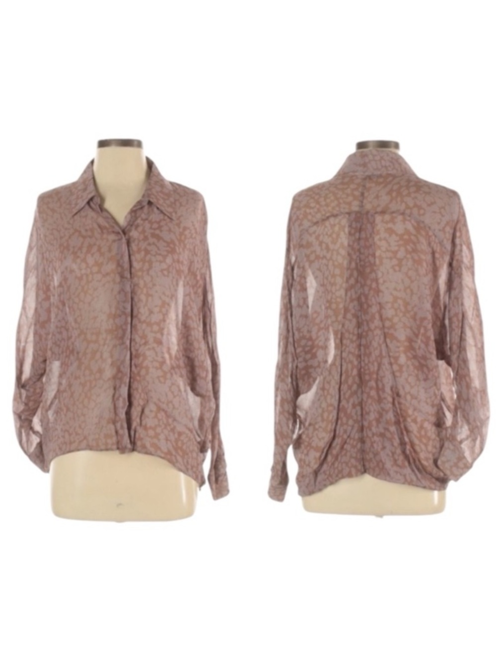 RORY BECA Animal Print Drape Layered Blouse S